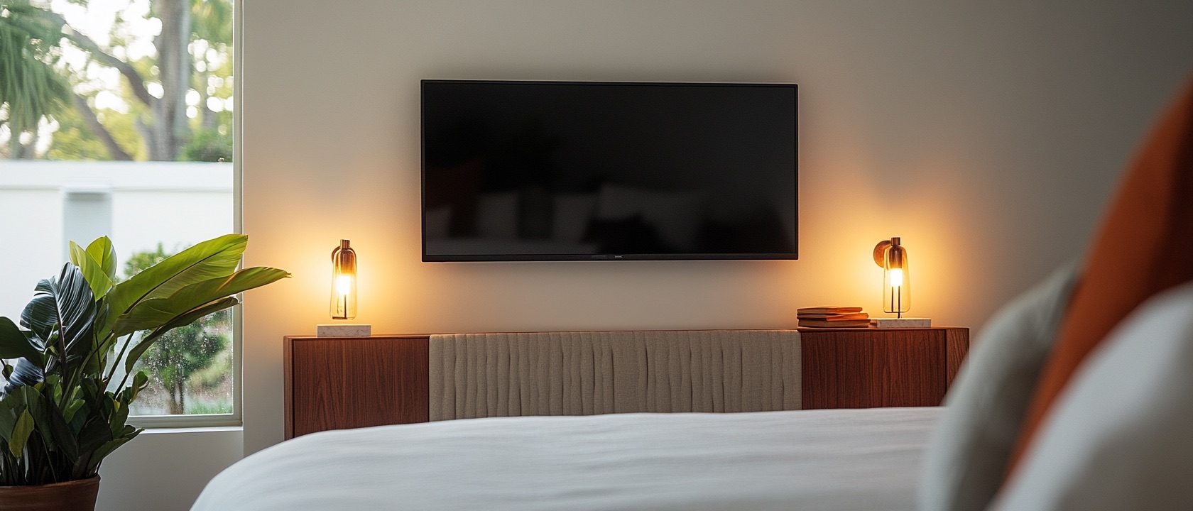 Master bedroom TV wall mount in Brandon FL with hidden wires